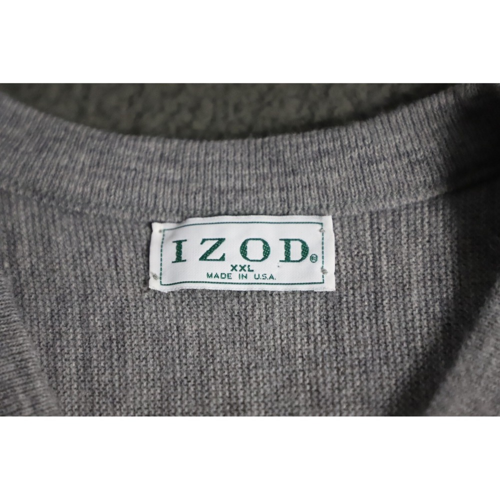 VTG Izod Golf Vest Sweater Mens XXL Gray Made in USA Knit Pullover Classic Prep - Picture 5 of 9